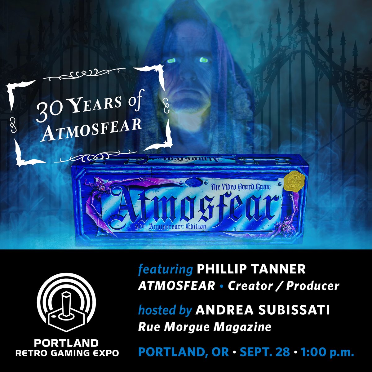 RetroGamingExpo's tweet photo. Celebrate VHSeptember! "30 Years of ATMOSFEAR" celebrates the revolutionary game that sparked the VHS board game craze. Join Phillip Tanner and @necromandrea at PRGE 2024!
Get tickets at https://t.co/81cvLVH9WZ
#prge #prge2024 #VHSeptember https://t.co/tZqh3upSrR