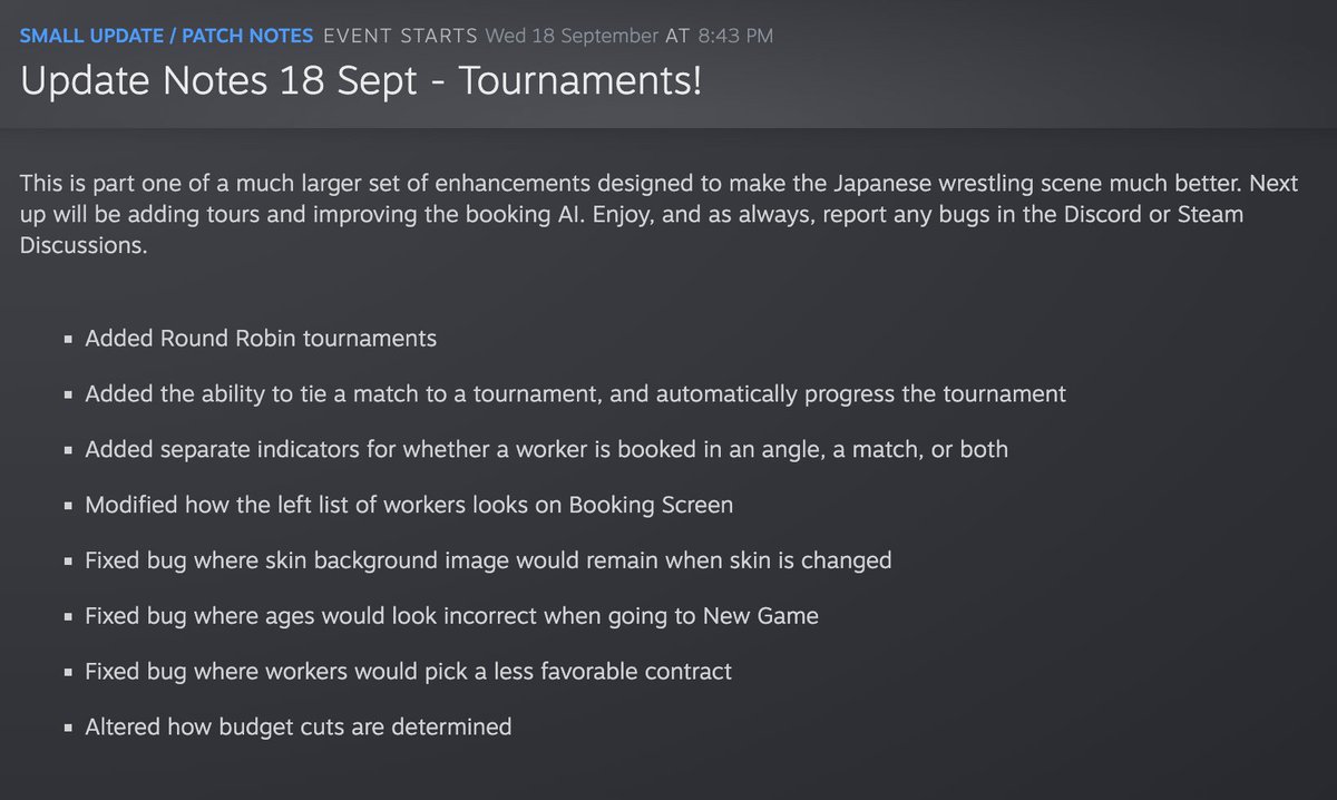 ProWresSim's tweet image. New tournament update adds Round Robin tournaments, and auto-tournament tracking
