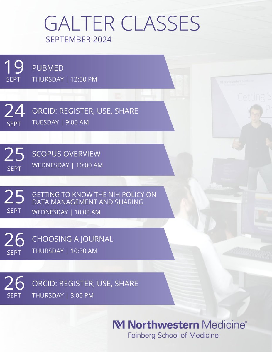 Looking for a good way to start your Fall🍂 and boost your research? There's still time to register for our September online classes: galter.northwestern.edu/classes