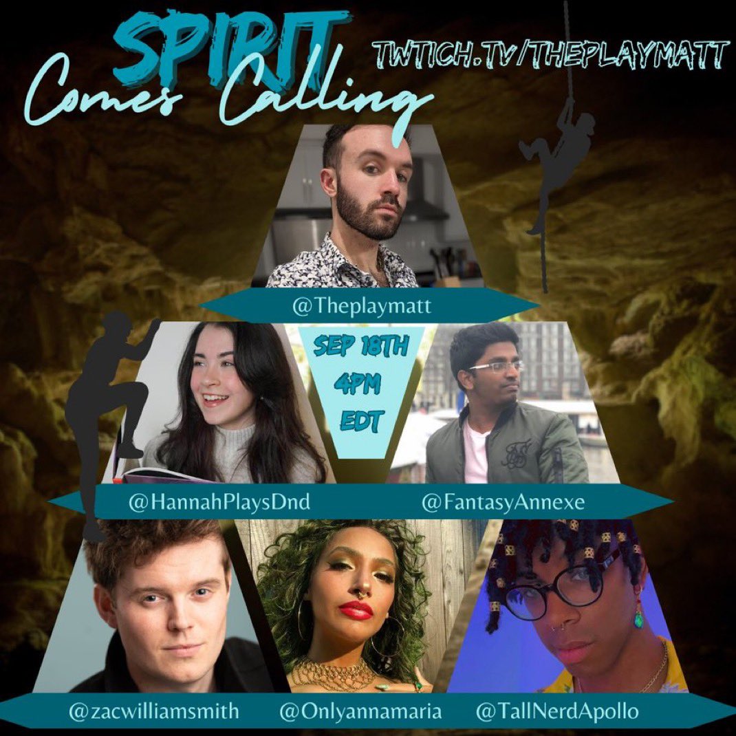 tallnerdapollo's tweet photo. Next up for the #Visathon for @theplaymatt "Spirit Comes Calling" a lovely little D&D adventure is starting soon!!!
@onlyannamaria @anexwilsonyt #hannahplaysdnd #zacwilliamsmith
https://t.co/Uvb9vQjmoA https://t.co/220pvWM5Vj