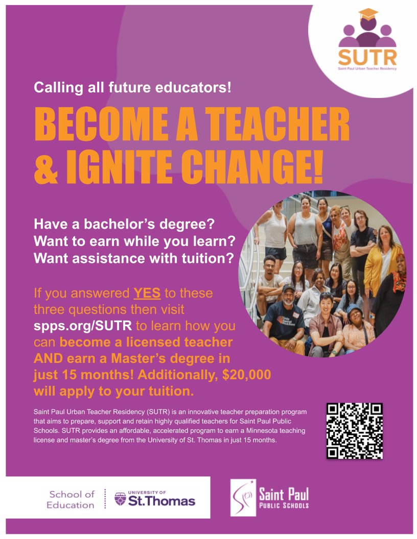 SUTR (@sutr_spps) on Twitter photo SUTR Info Session TODAY at 5pm via zoom. Email me for more details....
danielle.ferguson@spps.org
#SUTR #spps #education #specialeducation #elementaryeducation #diversityandinclusion #studentscentered SUTR Info Session TODAY at 5pm via zoom. Email me for more details....
danielle.ferguson@spps.org
#SUTR #spps #education #specialeducation #elementaryeducation #diversityandinclusion #studentscentered