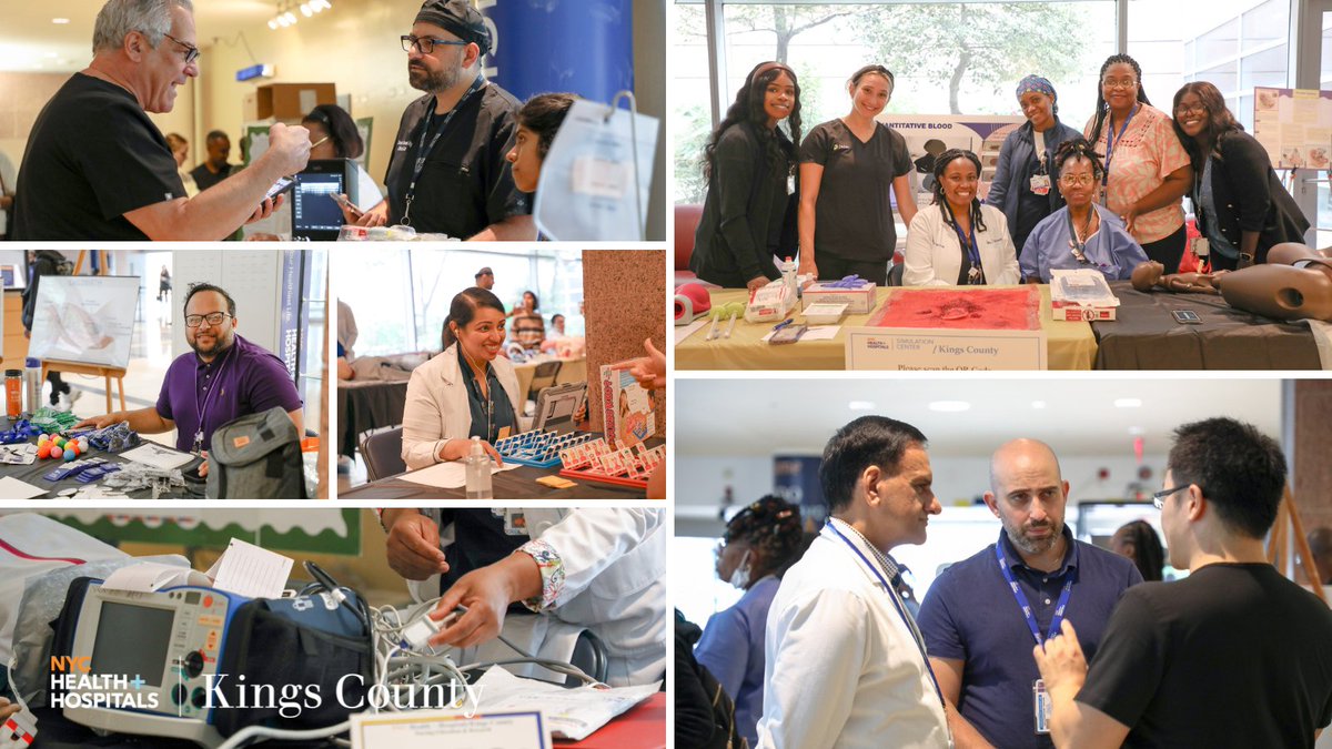 KingsCountyHosp's tweet photo. Our Simulation Center hosted a special event in the D/S lobby! On display was series of informational &amp; educational sessions on various simulation cases. Our Trauma, Behavioral Health, OBGYN, and Nursing departments were on hand to lead these sessions and shared their expertise. https://t.co/E2KrRKzUGQ