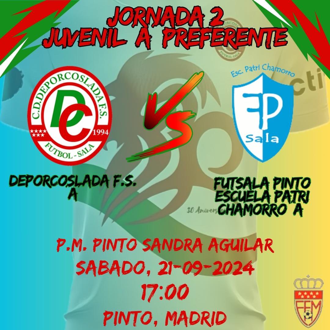 CD DEPORCOSLADA FS (@deporcosladafs) on Twitter photo Jornada 2 de liga de nuestro 𝐉𝐮𝐯𝐞𝐧𝐢𝐥 𝐀 𝐏𝐫𝐞𝐟𝐞𝐫𝐞𝐧𝐭𝐞, en esta ocasión visitamos la pista de <a href="/Futsalapinto/">C. D. Futsala Pinto</a>
Día 𝐒𝐚́𝐛𝐚𝐝𝐨 𝟐𝟏
Hora 𝟏𝟕:𝟎𝟎𝐡
Lugar 𝐏𝐚𝐛𝐞𝐥𝐥𝐨́𝐧 𝐒𝐚𝐧𝐝𝐫𝐚 𝐀𝐠𝐮𝐢𝐥𝐚𝐫 ( 𝐏𝐢𝐧𝐭𝐨 )
❤️💚🤍#VamosDepor Jornada 2 de liga de nuestro 𝐉𝐮𝐯𝐞𝐧𝐢𝐥 𝐀 𝐏𝐫𝐞𝐟𝐞𝐫𝐞𝐧𝐭𝐞, en esta ocasión visitamos la pista de <a href="/Futsalapinto/">C. D. Futsala Pinto</a>
Día 𝐒𝐚́𝐛𝐚𝐝𝐨 𝟐𝟏
Hora 𝟏𝟕:𝟎𝟎𝐡
Lugar 𝐏𝐚𝐛𝐞𝐥𝐥𝐨́𝐧 𝐒𝐚𝐧𝐝𝐫𝐚 𝐀𝐠𝐮𝐢𝐥𝐚𝐫 ( 𝐏𝐢𝐧𝐭𝐨 )
❤️💚🤍#VamosDepor
