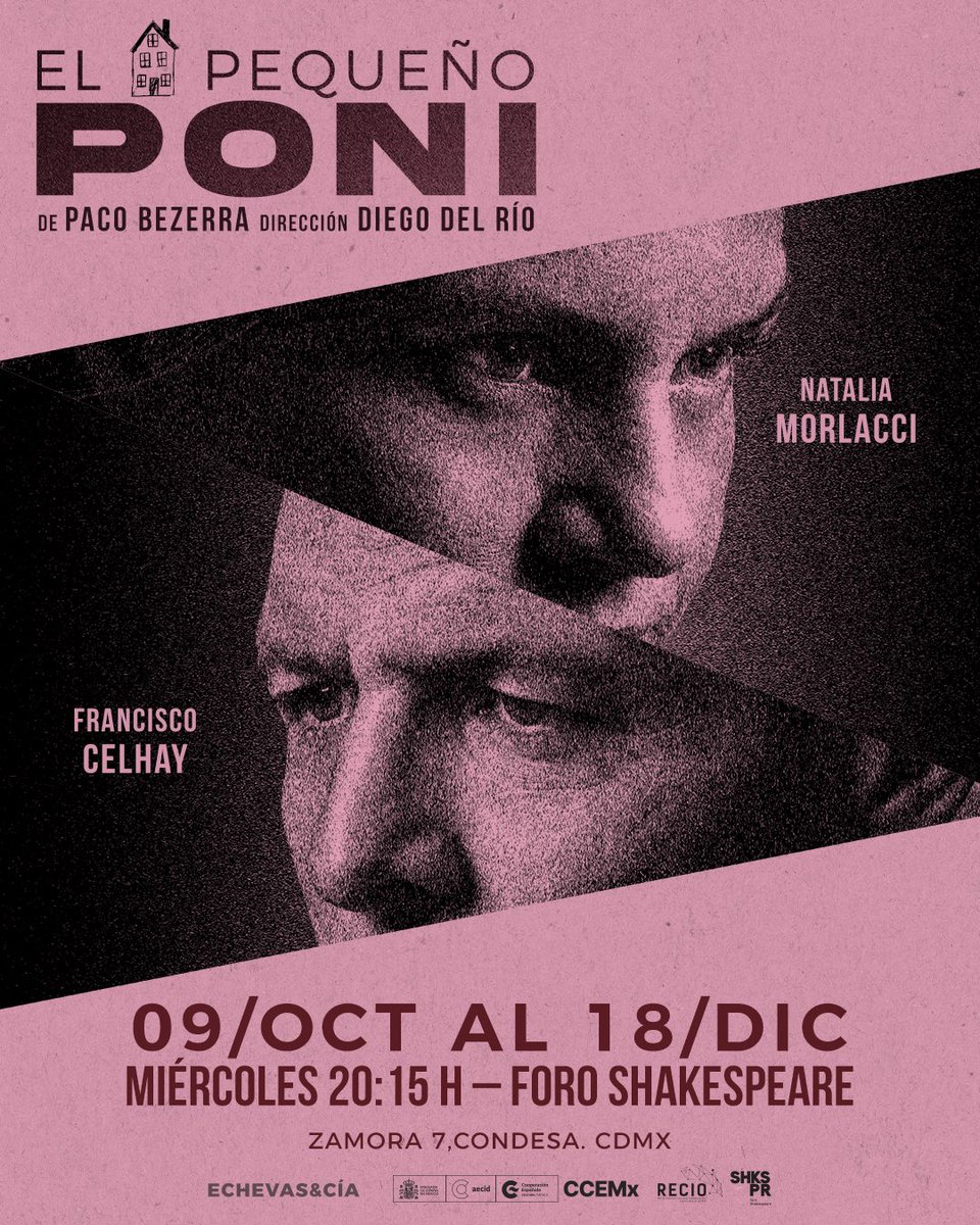 🚨Estreno en Octubre🚨
Llega “El pequeño Poni” a México.
Jaime e Irene son los padres de Miguel, un niño de nueve años que es acosado por sus compañeros de escuela por llevar una mochila de My little pony.

Dirigida por <a href="/diegoDlRio/">Diego del Río</a> a partir del 9 de Octubre en el <a href="/ForoShakespeare/">Foro Shakespeare</a>