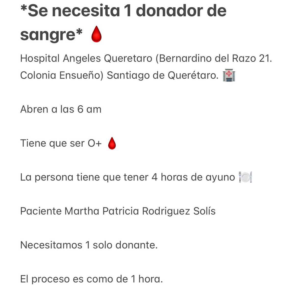 Seguimos apoyando y haciendo campaña por nuestra querida #Patty <a href="/mayanbee99/">Patty Rdz MARIPOSA</a>. Si pueden acercarse o conocen gente en Querétaro que se pueda acercar a donar sangre, se necesita un solo donador. 
#DonarSalvaVidas. Ayudemos!!!
<a href="/victoriaruffo31/">victoria ruffo</a> <a href="/VickyRuffoWeb/">VickyRuffoWebOFicial</a>