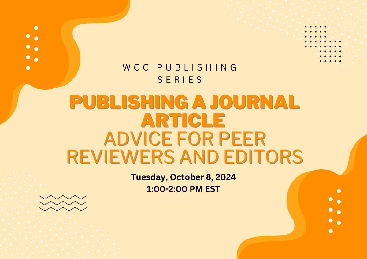 New event announcement! 

Publishing a Journal Article: Advice for Peer Reviewers and Editors
Tuesday, October 8, 2024 1 PM ET

Register here!
wccclassics.org/events/publish…