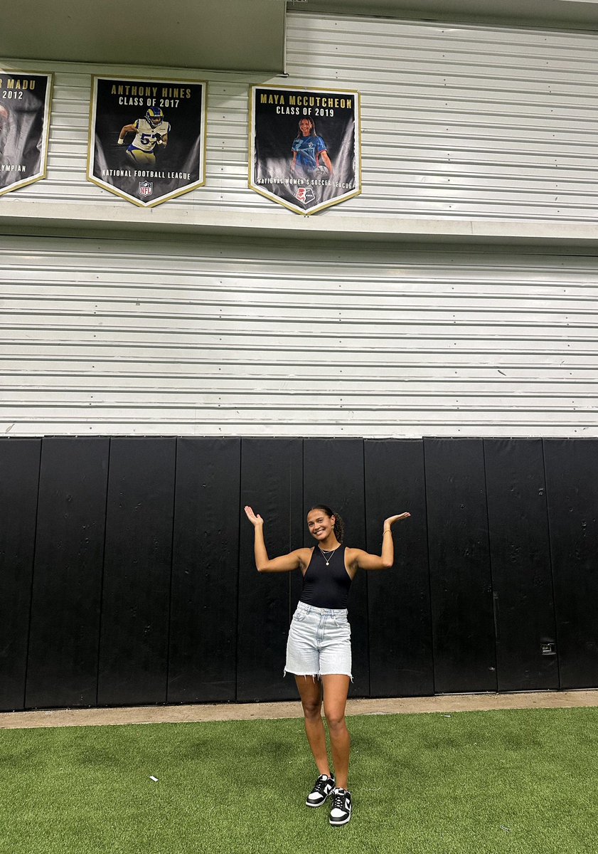 mayaamcc's tweet photo. Such a surreal moment going back to my old high school this week and getting to see my banner in person! Second player in program history (last player was in 1994) to play professional soccer. Thank you to the girls and staff for making this moment extra special for me! 💛🖤 https://t.co/AWKQ0TEFXl