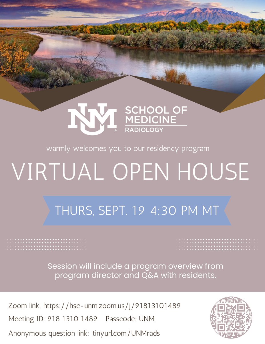 UNM Diagnostic Radiology Residency Open house coming to you on Thursday, September 19th! #UNMDRResidency