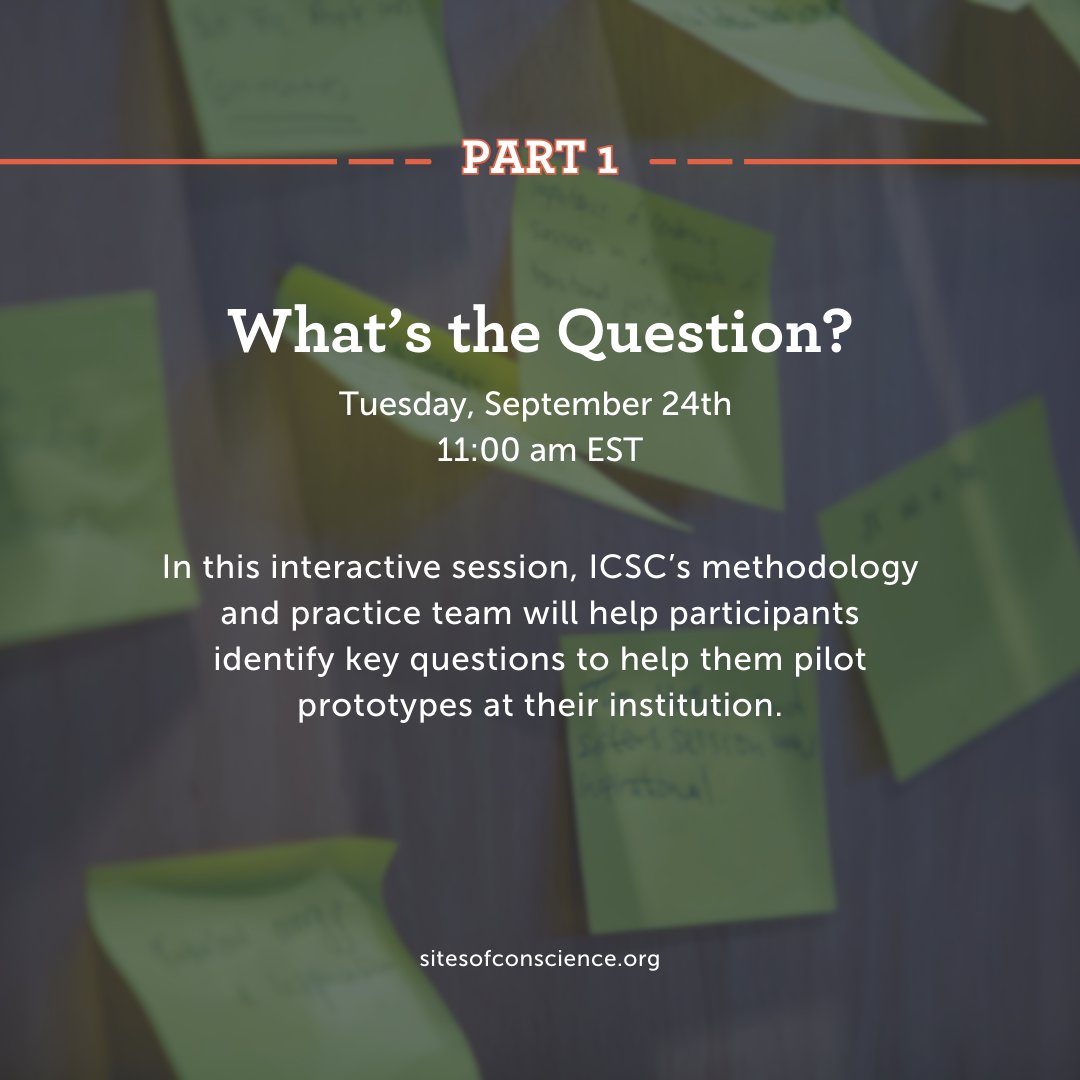 SitesConscience's tweet image. 🔍 Experimentation is key to success! Join our Prototyping Webinar Short Series to explore how #prototypes can enhance engagement at #SitesofConscience and similar organizations.

🗓️ Part 1: What’s the Question? – September 24, 11 AM EST
🗓️ Part 2: Fast, Cheap, and