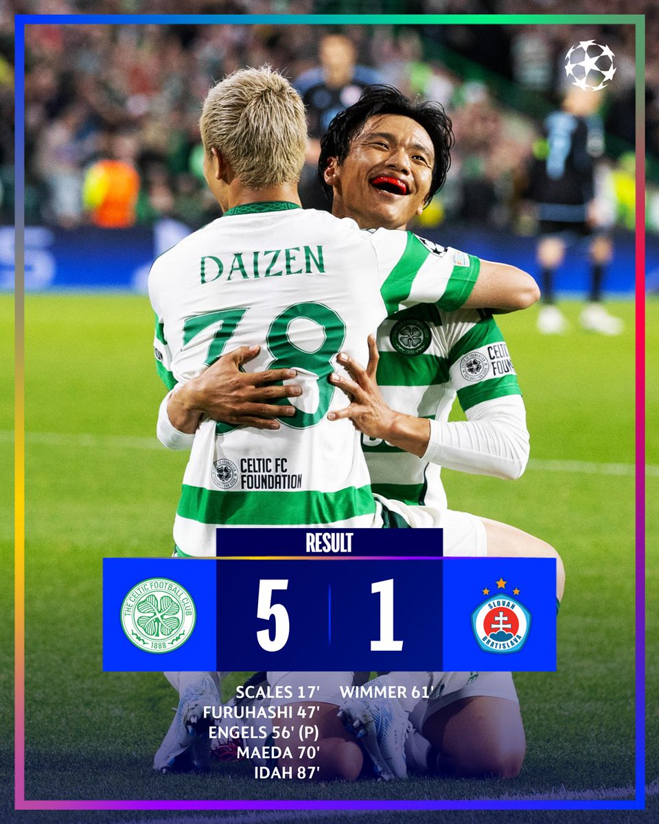 ChampionsLeague's tweet image. Five for the Bhoys 🍀

#UCL