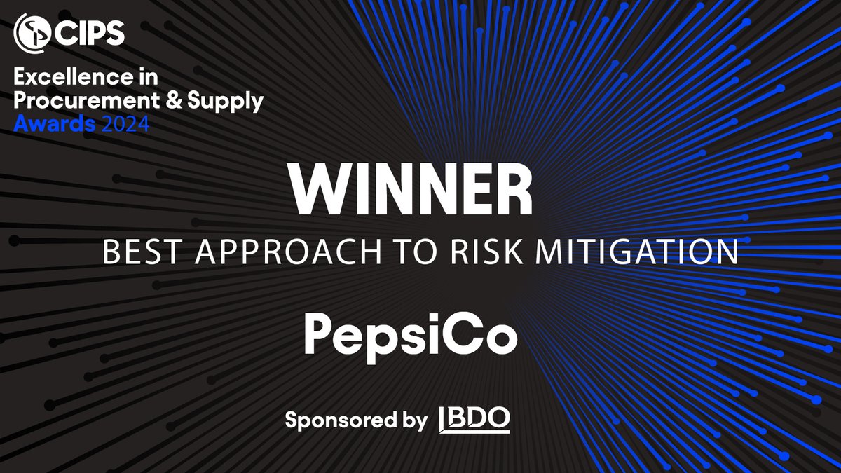 cipsnews's tweet image. Well done to @PepsiCo – the winner of the Best Approach to Risk Mitigation award! Judges found PepsiCo addressed setbacks with proactive measures to drive cost savings and alignment with PEP and Scope 3 targets. Thank you to our award sponsor @bdoaccountant