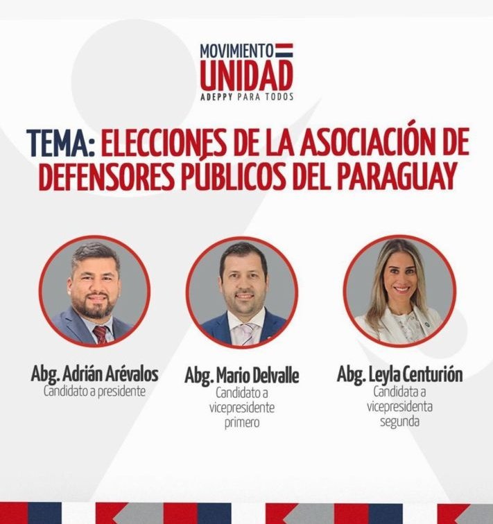 ⚖️Elecciones para la Asociación de Defensores Públicos del Paraguay 

Adrián Arévalo, Defensor Público y candidato a Presidnete "estamos firmes para seguir aportando a la <a href="/MDP_py/">Defensa Pública Paraguay</a>. Tengo muchas ganas de pelear por el gremio y buscar la reivindicación de mis colegas. Me tocó sentir