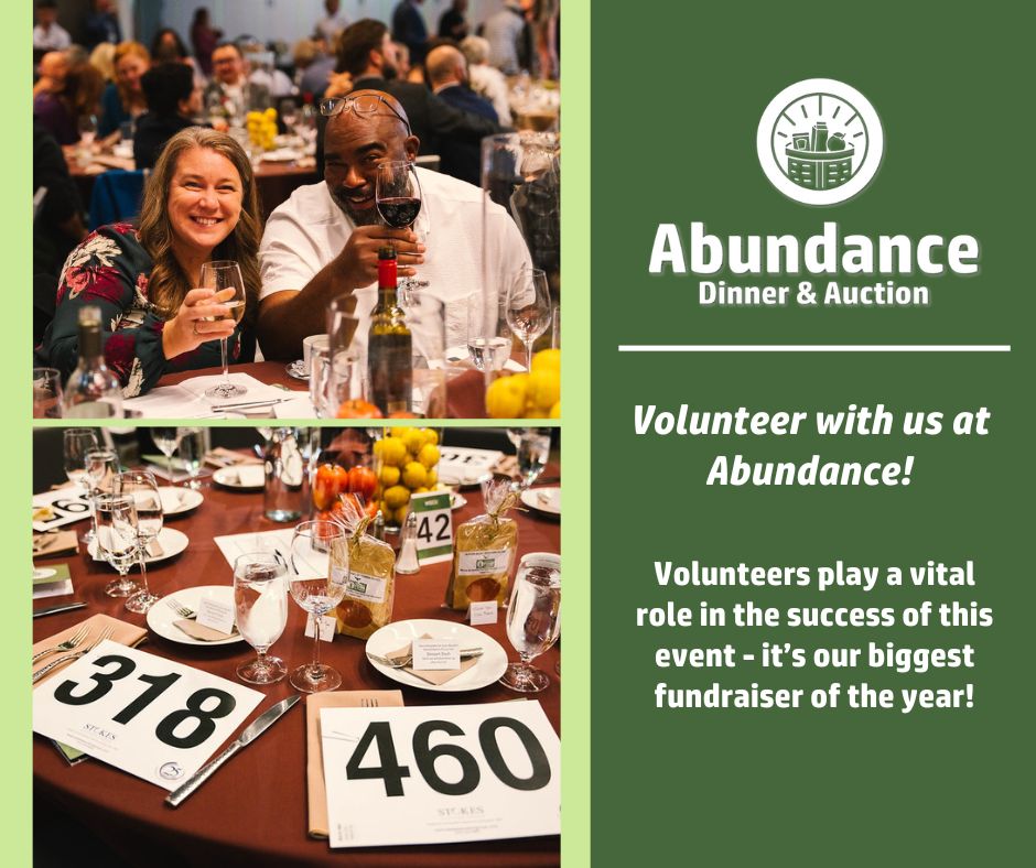 Join us as a volunteer at our annual fundraising dinner and auction, Abundance, on October 26. Various volunteer roles are open. Your support is key in ensuring the success of this event. Thank you for your support! #emergencyfoodnetwork 🥂Sign up:bttr.im/37w08
