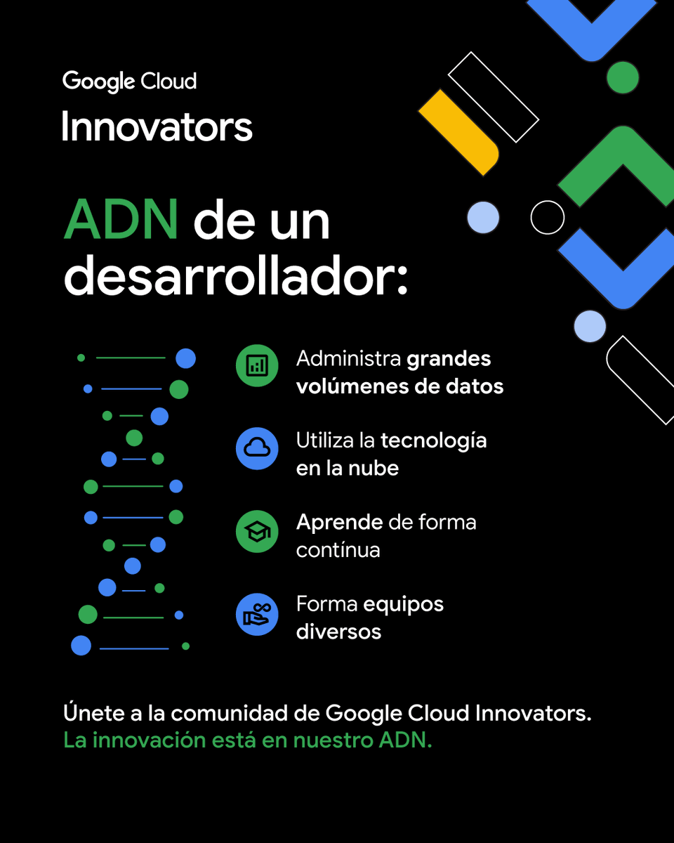 GoogleCloud_LA's tweet photo. ¡Celebramos a los Devs durante todo este mes! 🎉
Si tu ADN es programar, administrar datos y crear en la nube, ¡únete a nuestra comunidad de #GoogleCloudInnovators para aprender e inovar juntos → https://t.co/2MiizfAimC
#MesDelDesarrollador https://t.co/9kKz05GAw5