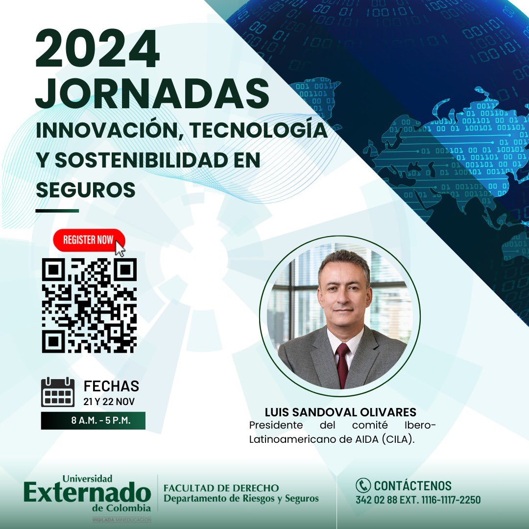 I Jornadas de Innovación, Tecnología y Sostenibilidad en Seguros.

🎙️Contaremos con la participación de expertos nacionales e internacionales de renombre, como el Dr. Luis Sandoval Olivares, presidente del Comité Ibero-Latinoamericano de AIDA (CILA).