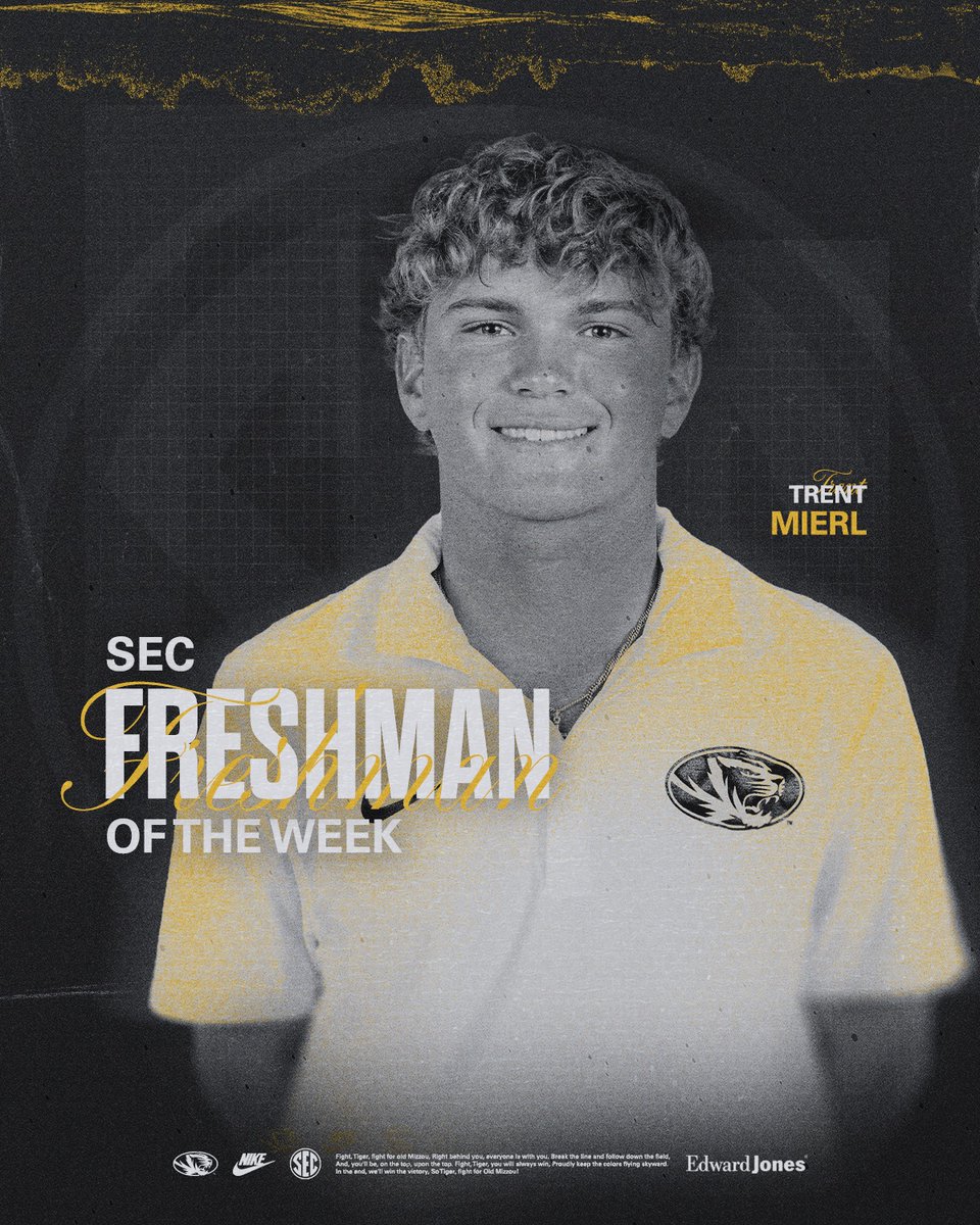 First collegiate tournament, first conference honor

Congrats to Trent Mierl on collecting SEC Freshman of the Week honors!!

📰 bit.ly/4e4XyCf

#MIZ 🐯⛳️