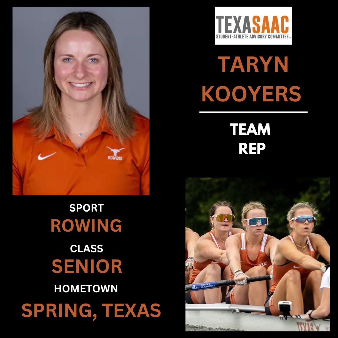 TexasSAAC's tweet image. Next up is our Rowing team reps! So excited to have Abby Dawson, Amy Werner, and Taryn Kooyers as our Rowing SAAC reps!๐ฃ๐ผโโ๏ธ๐ค๐ผ