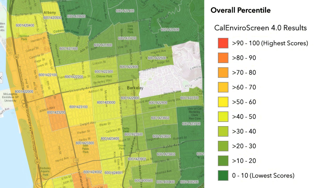 Kate4Berkeley's tweet image. This map shows how residents living paycheck-to-paycheck are more exposed to toxins, particulate matter, and other pollution.
It's why Berkeley must build on my work creating the $1.5 million Climate Equity Fund.
As Mayor, I will make sure it happens.