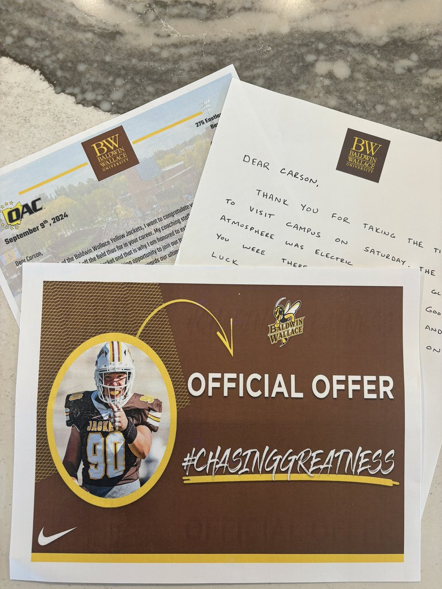 Carson Bills (@carsonbills2025) on Twitter photo Extremely excited to have received my first offer from <a href="/BWFootball_/">Baldwin Wallace Football</a> . Thank you to both <a href="/CoachHilvert/">Jim Hilvert</a> and <a href="/EthanNichol10/">Ethan Nichol</a> for giving me this opportunity!
<a href="/CoachGantz/">Andrew Gantz</a> Extremely excited to have received my first offer from <a href="/BWFootball_/">Baldwin Wallace Football</a> . Thank you to both <a href="/CoachHilvert/">Jim Hilvert</a> and <a href="/EthanNichol10/">Ethan Nichol</a> for giving me this opportunity!
<a href="/CoachGantz/">Andrew Gantz</a>