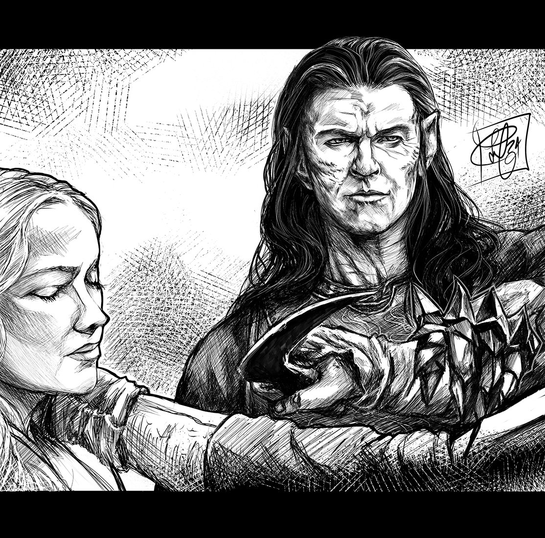 Clefchan0604's tweet photo. I can't stop myself. This character is just a piece of art. 
I though I had recorded the process but I didn't arghhhh ! 😑
#adar #RingsOfPower #samhazeldine #morfyddclark #theringsofpower #art #pencils #illustration https://t.co/E8LhRuDP2d