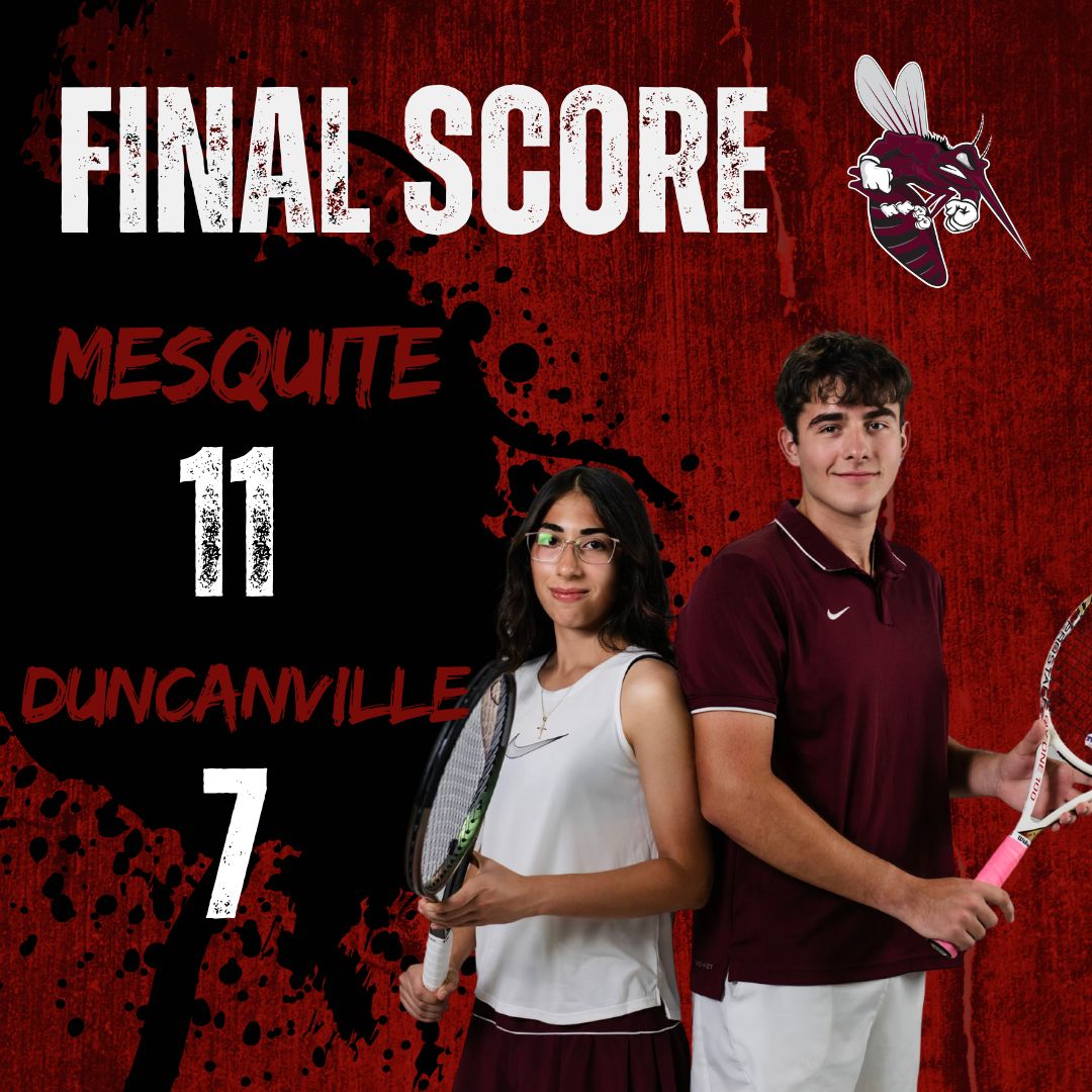 Mesquite HS Tennis (@skeetertennis) on Twitter photo Mesquite Skeeter Tennis is Serving up wins! Defeating Duncanville HS 11-7. Mesquite Tennis is now 6-0๐๐พ Hard work, grit, and teamwork made it happen. Letโs keep smashing it! ๐ชโค๏ธ#TheMesquiteHighSchool #skeetertennis #WeAreMaroon <a href="/mesquiteisdATH/">Mesquite ISD Athletics</a> <a href="/MesquiteHS/">Mesquite High School</a> Mesquite Skeeter Tennis is Serving up wins! Defeating Duncanville HS 11-7. Mesquite Tennis is now 6-0๐๐พ Hard work, grit, and teamwork made it happen. Letโs keep smashing it! ๐ชโค๏ธ#TheMesquiteHighSchool #skeetertennis #WeAreMaroon <a href="/mesquiteisdATH/">Mesquite ISD Athletics</a> <a href="/MesquiteHS/">Mesquite High School</a>