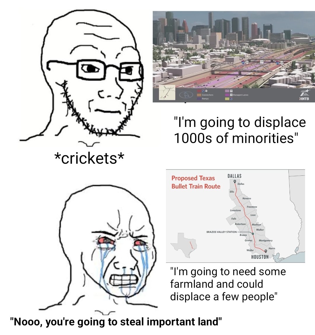 TrashPanda08x's tweet photo. I love the reporting around Texas High speed rail, because it's basically this. https://t.co/KSxsj2KSrG