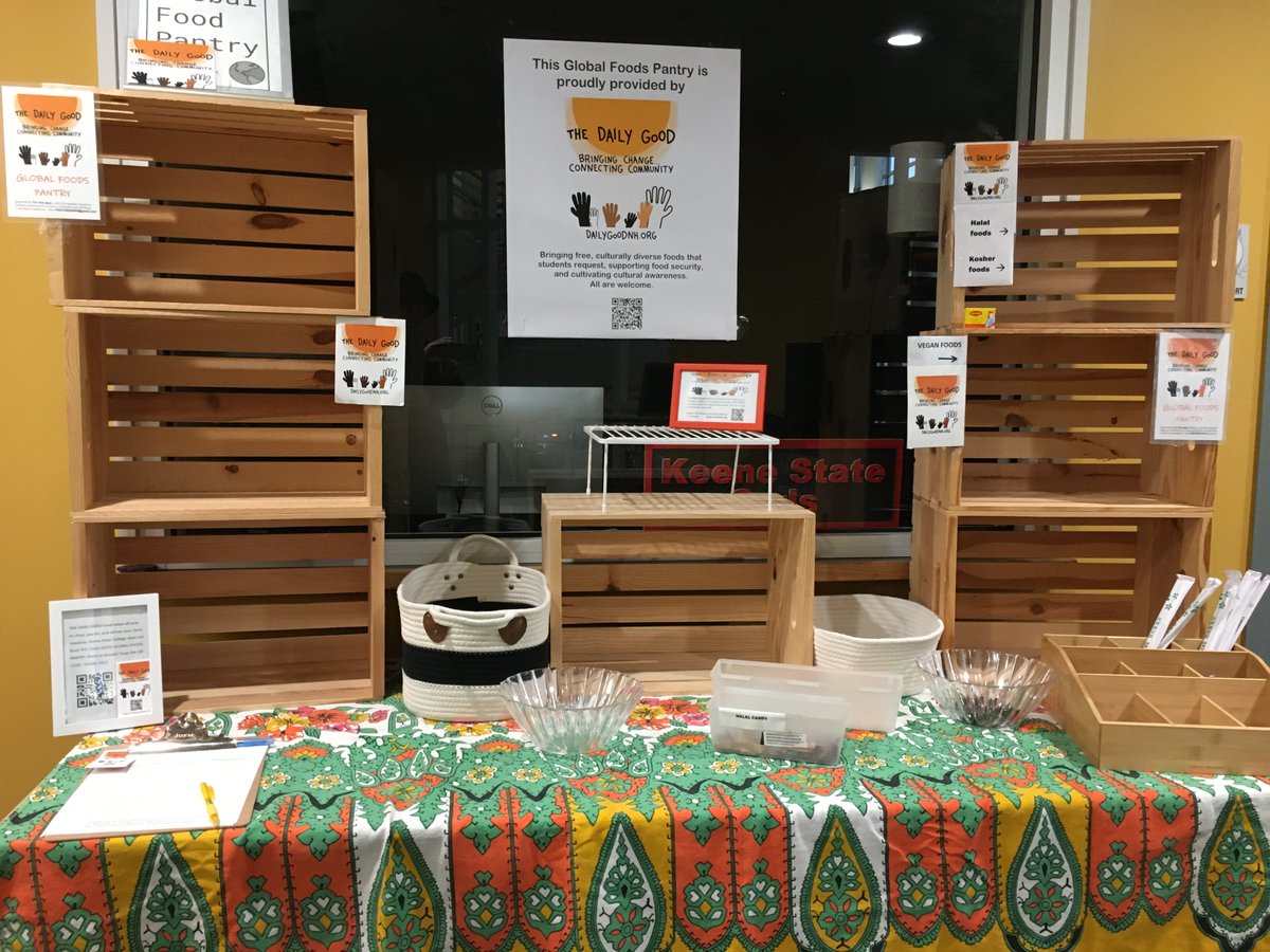 NOW YOU SEE THEM—NOW YOU DON’T! Our wkly deliveries @ the DAILY GOOD Global Foods Pantries @ Keene NH colleges are super popular. We’re the only NH pantry supporting cultural food diversity by stocking our tables with foods recipients request. 🧡DailyGoodNH.org #nonprofit