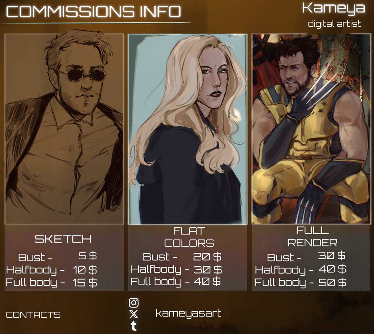 kameyasart's tweet image. helloo
I've updated my comms sheet, all the info & TOS can be found in my bio!
DM me if you're interested!!
#commissionsopen #digitalartist #commissionsheet