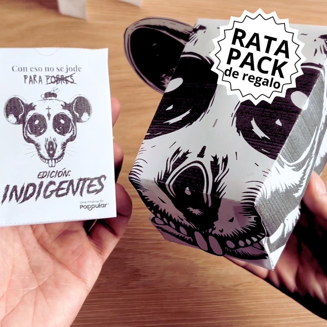 NUEVA EDICIÓN INDIGENTES 🪰 
del Con Eso No Se Jode Para Pobres, 
obviamente en PDF para descargar e imprimir.

🪰 50 Cartas Nuevas
🪰 Exclusivo RATAPACK contenedor de regalo.
🪰 Culpa de clase incluída!

Porque todos somos más pobres que ayer, pero menos pobres que mañana.
