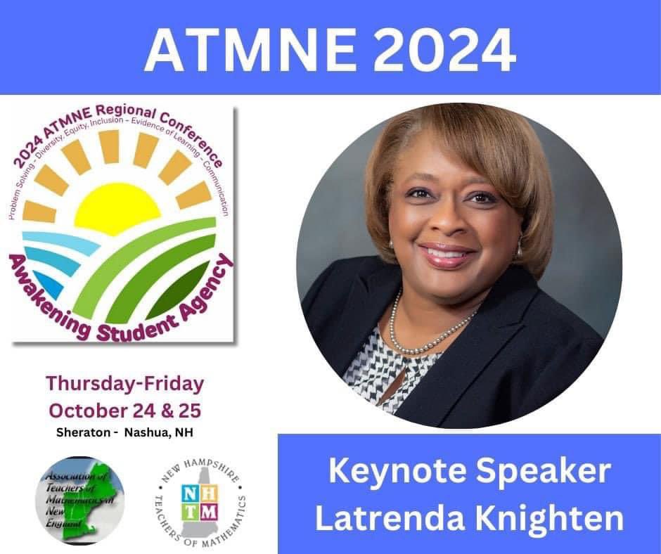 ATMIM (@atmim_updates) on Twitter photo Come learn with our NCTM President Latrenda Knighten at the ATMNE Annual Conference in New Hampshire October 24-25, 2024
Register here: nhmathteachers.org/event-5713326
#ATMNE24 <a href="/ATMNE_math/">ATMNE Math</a> <a href="/NCTM/">NCTM</a> <a href="/LatrendaK/">Latrenda Knighten</a> Come learn with our NCTM President Latrenda Knighten at the ATMNE Annual Conference in New Hampshire October 24-25, 2024
Register here: nhmathteachers.org/event-5713326
#ATMNE24 <a href="/ATMNE_math/">ATMNE Math</a> <a href="/NCTM/">NCTM</a> <a href="/LatrendaK/">Latrenda Knighten</a>