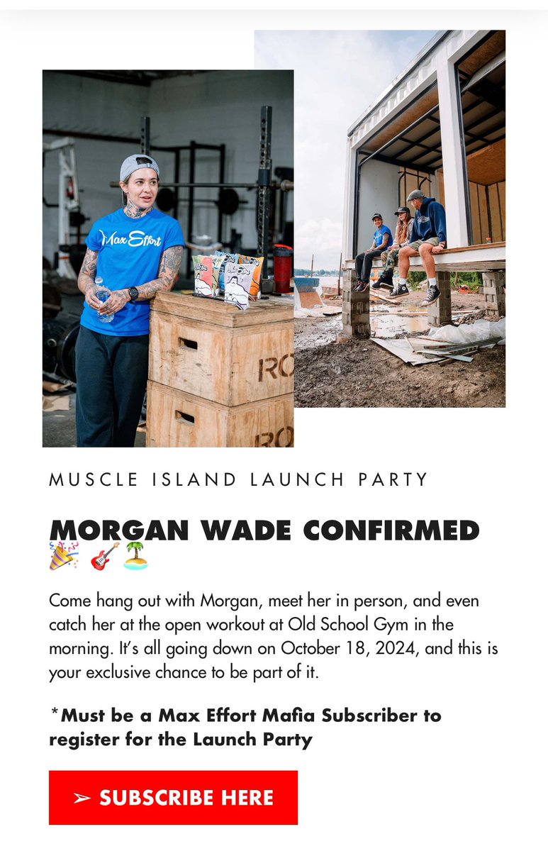 corygfitness's tweet image. Don’t miss this one of a kind event…
Sign up @maxeffortmuscle &amp;amp; see ya on 💪🏻🏝️… @themorganwade