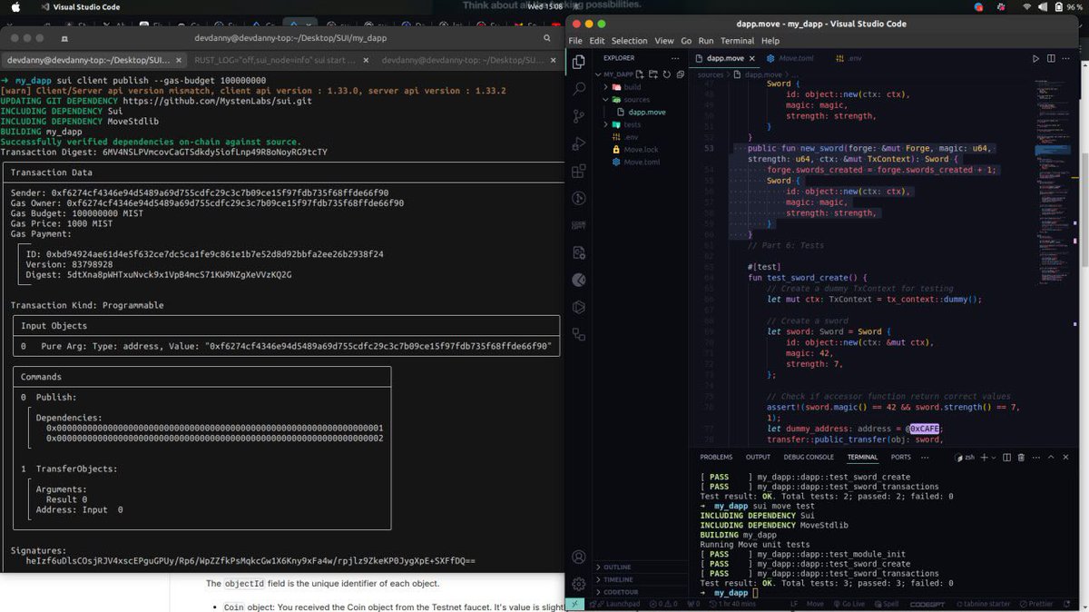 dannyclassi_c's tweet image. Day 3 🤩

Did a lot today:
- Wrote a smart contract(package) on sui move 
- Deployed/Published the package to sui testnet
- Try looking for a workaround on onboarding users via their sui wallet 

SC : suiscan.xyz/testnet/object…

#100daysofcoding