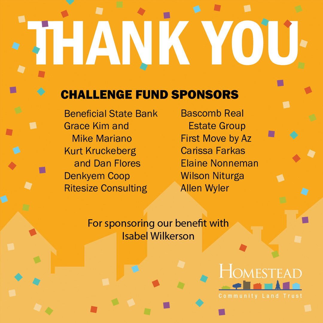 homesteadclt's tweet image. A thousand thanks to our #ChallengeFund sponsors for your support of “A Conversation with Isabel Wilkerson.” Your generosity helped bring this important conversation to our community!

#thankyou #sponsors #sponsorship #communitylandtrust #isabelwilkerson #HomesteadBenefit2024