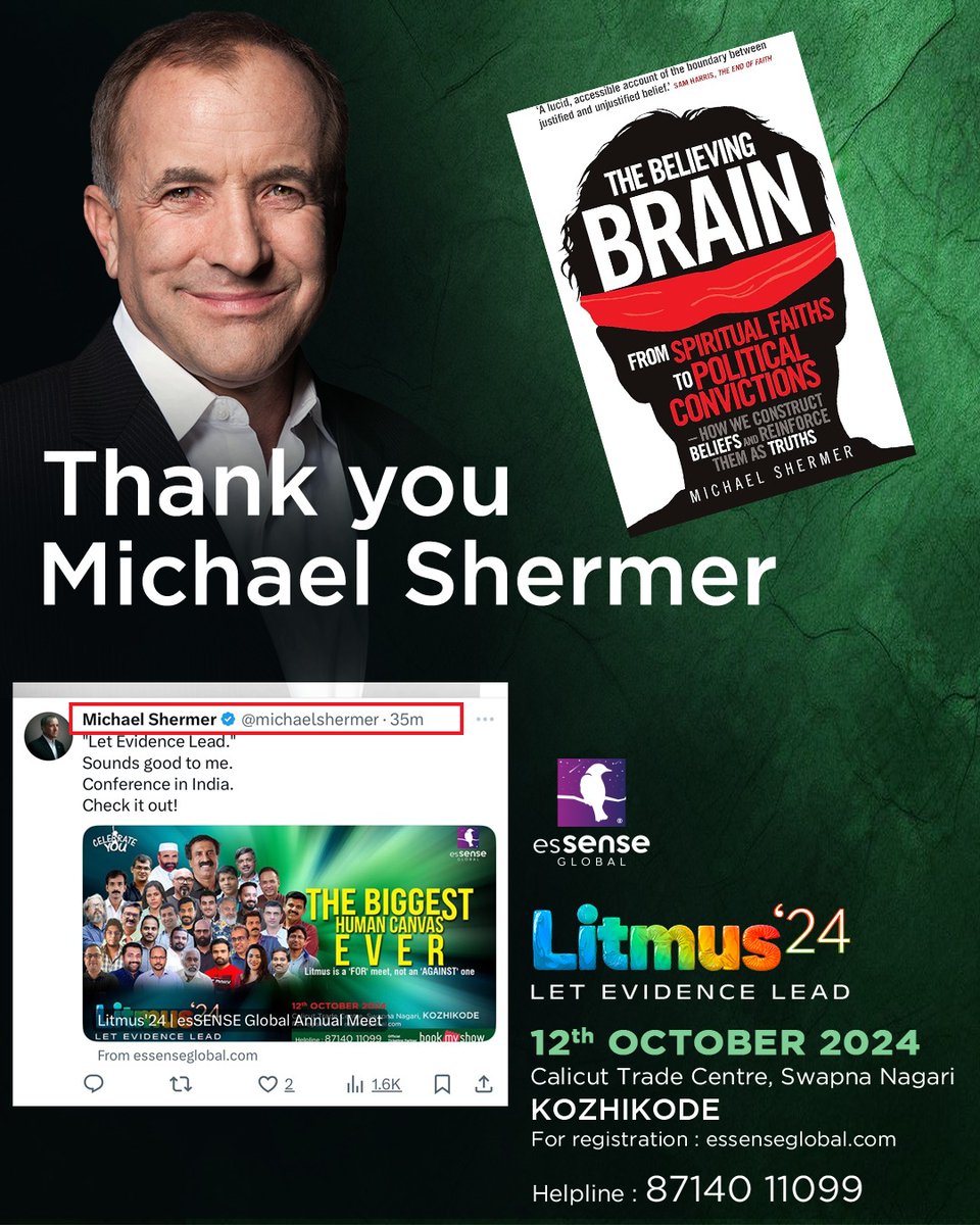 esSENSE GLOBAL (@essenseglobal) on Twitter photo Thank you <a href="/michaelshermer/">Michael Shermer</a> ❤️ for supporting Litmus'24, The World's Biggest Atheist Meet Thank you <a href="/michaelshermer/">Michael Shermer</a> ❤️ for supporting Litmus'24, The World's Biggest Atheist Meet