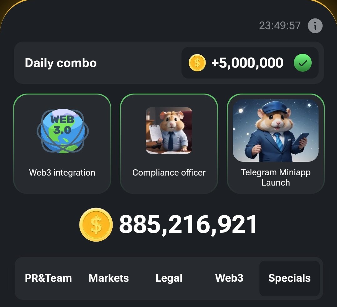 GhulamM47010990's tweet image. HamsterKombat All in one.

✅ Daily combo 
✅ Daily cipher
✅ Mini game

O: ▬ ▬ ▬ 
K: ▬ ● ▬
X: ▬ ● ● ▬

#HamsterKombat #minigame #dailycipher