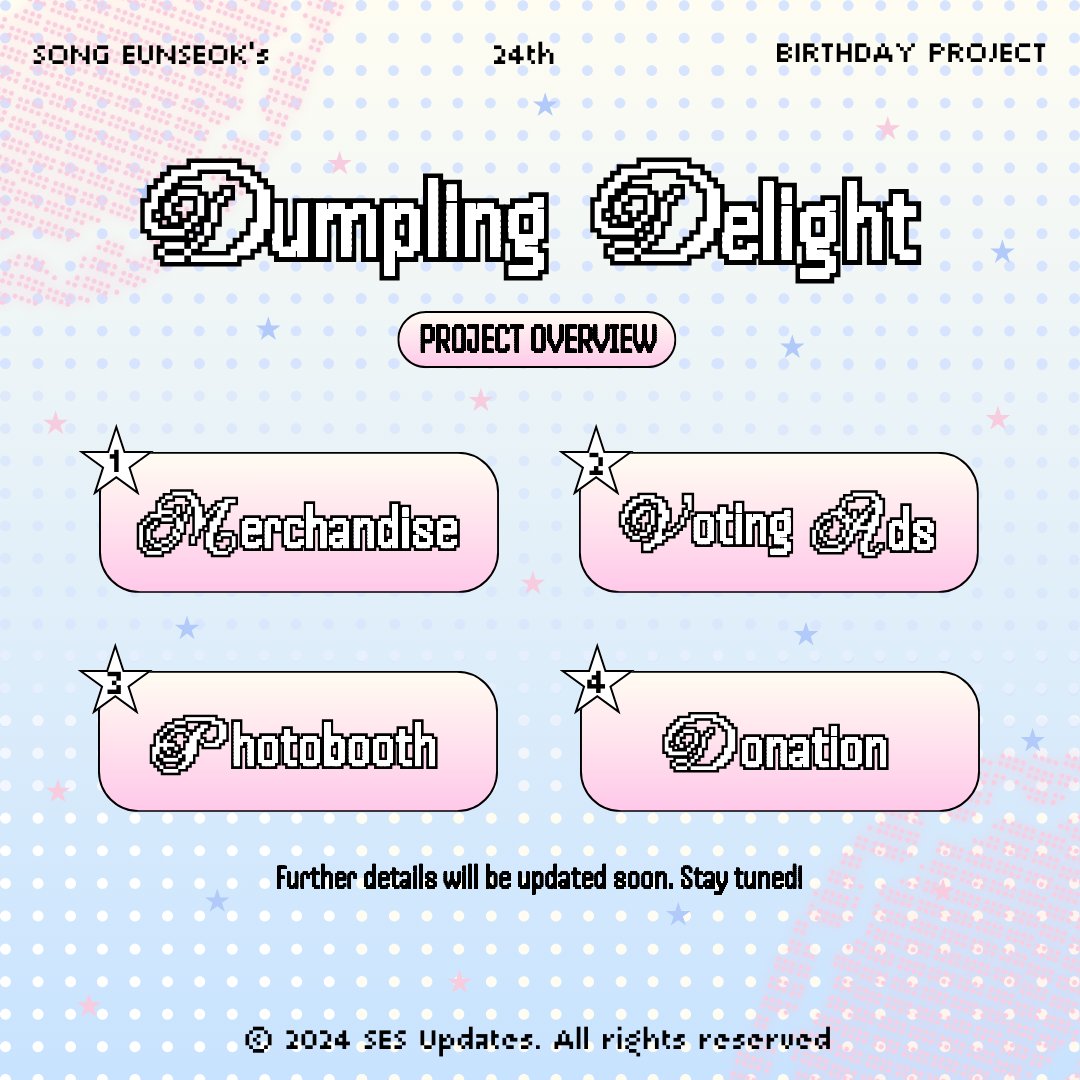 SES_Updates's tweet image. Presenting, 2025 Song Eunseok Birthday Project 

🥟 𝓓umpling 𝓓elight 🥟
by 
@SES_Updates
 
COMING SOON, 03/19/25  ⋆˙⟡

#DumplingDelight
#EUNSEOK #은석 #송은석