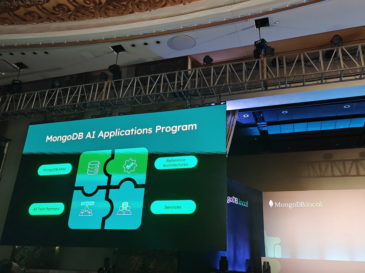 augvcor's tweet image. Underlying the value proposition @mongodb as the developer data platform, @houlihan_rick points how #MongoDb simplicity and broad installability has helped amassed 50k customers. Also announced #VectorSearch coming soon to the community edition and #AIProgram #MongoDBLocal