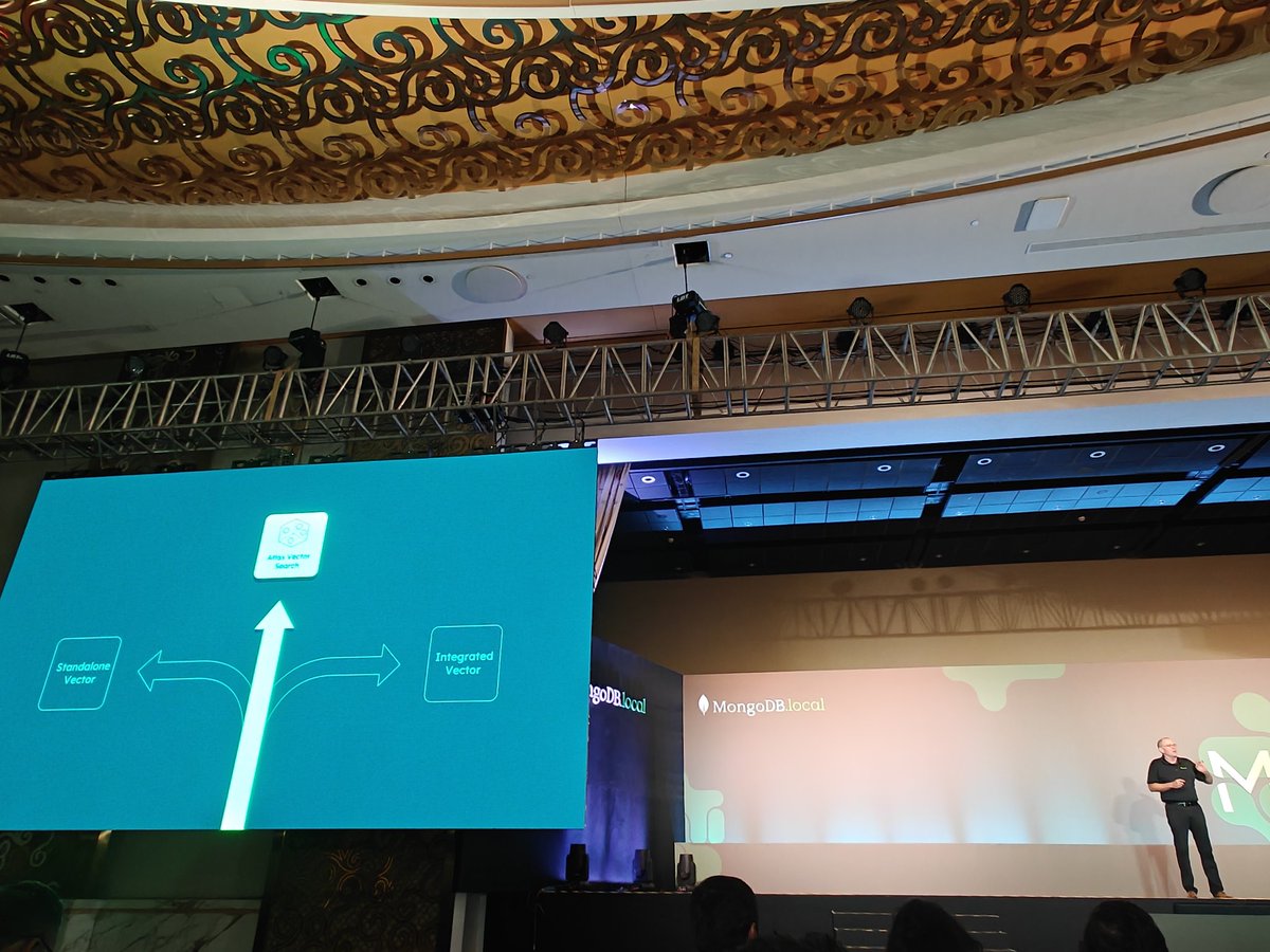 augvcor's tweet image. Underlying the value proposition @mongodb as the developer data platform, @houlihan_rick points how #MongoDb simplicity and broad installability has helped amassed 50k customers. Also announced #VectorSearch coming soon to the community edition and #AIProgram #MongoDBLocal