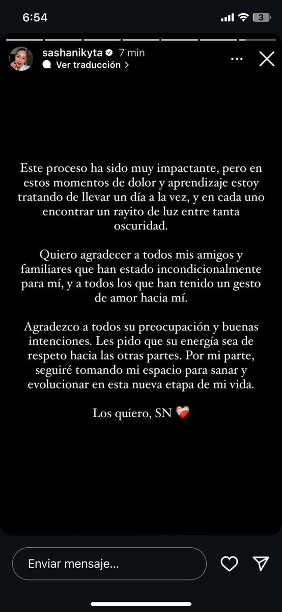 iladysss's tweet photo. Ya se pronunció Sasha Nikyta en sus stories de ig 🥹💔 https://t.co/vbvTLb20QN