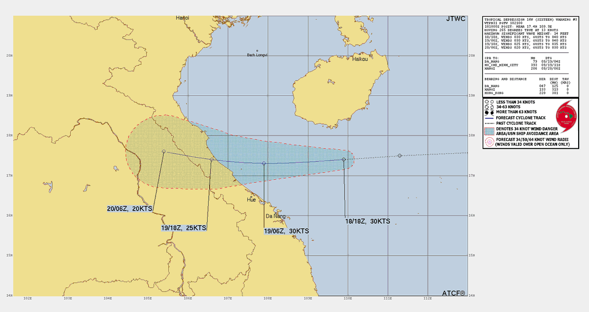 LimWeather's tweet photo. #GenerPH/#16W in C #SouthChinaSea
Forecast to head W and landfall in C #Vietnam esp #Danang and also affect N part of the country ALL interests there,#Laos,NE #Thailand,E #Myanmar should begin preps now esp affected by #Yagi previously
#wxx #wxtwitter #tropicswx #Soulik #ๅฐ้ขจ15ๅท https://t.co/9ChBAQo6jI