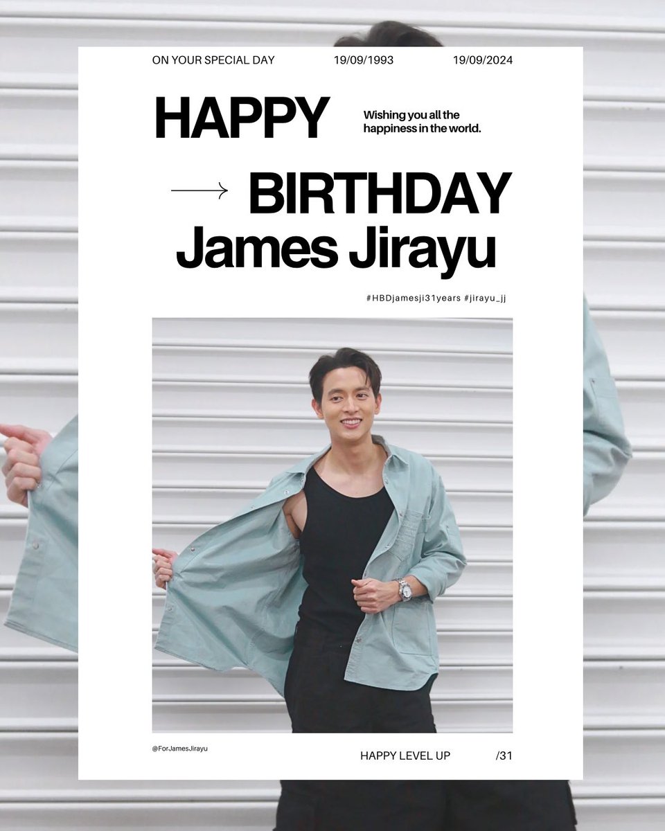ForJamesJirayu's tweet photo. Happy Birthday เจมส์จิวัย 31 แล้วว🤫🎂💕

ขอให้มีงานเยอะแยะ งานดี งานปัง😎
ขอให้ไม่ปวดหลัง คอ บ่า ไหล่😆 มีความสุขเยอะๆ เป็นที่รักของแฟนคลับมากมาย ออกกำลังกายสนุกสนาน ซิกแพคไม่จางไม่หายอยู่กับน้องตลอดไปปป🥳💪🏻🔥

#เจมส์จิ 
#hbdjamesji31years https://t.co/1LwdlMNSxB