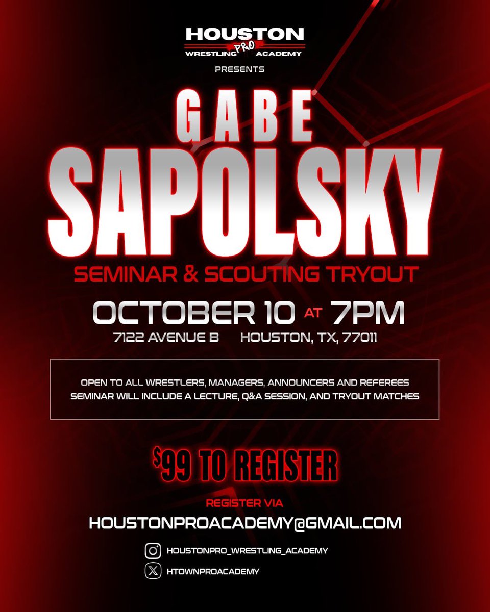 Houston Pro Academy (@htownproacademy) on Twitter photo 🚨 SEMINAR ANNOUNCEMENT 🚨
<a href="/BookItGabe/">Gabe Sapolsky</a> Seminar & Scouting Tryout October 10th, Houston Texas
The cost will be $99 and includes:
- Q/A Session
- Extensive lecture
- Tryout matches w/immediate feedback.
LIMITED SPOTS AVAILABLE. RESERVE YOURS NOW! 🚨 SEMINAR ANNOUNCEMENT 🚨
<a href="/BookItGabe/">Gabe Sapolsky</a> Seminar & Scouting Tryout October 10th, Houston Texas
The cost will be $99 and includes:
- Q/A Session
- Extensive lecture
- Tryout matches w/immediate feedback.
LIMITED SPOTS AVAILABLE. RESERVE YOURS NOW!