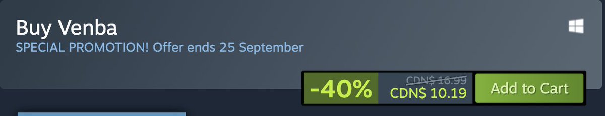 Oop!
Venba is 40% off as part of the GDOC Expo!!