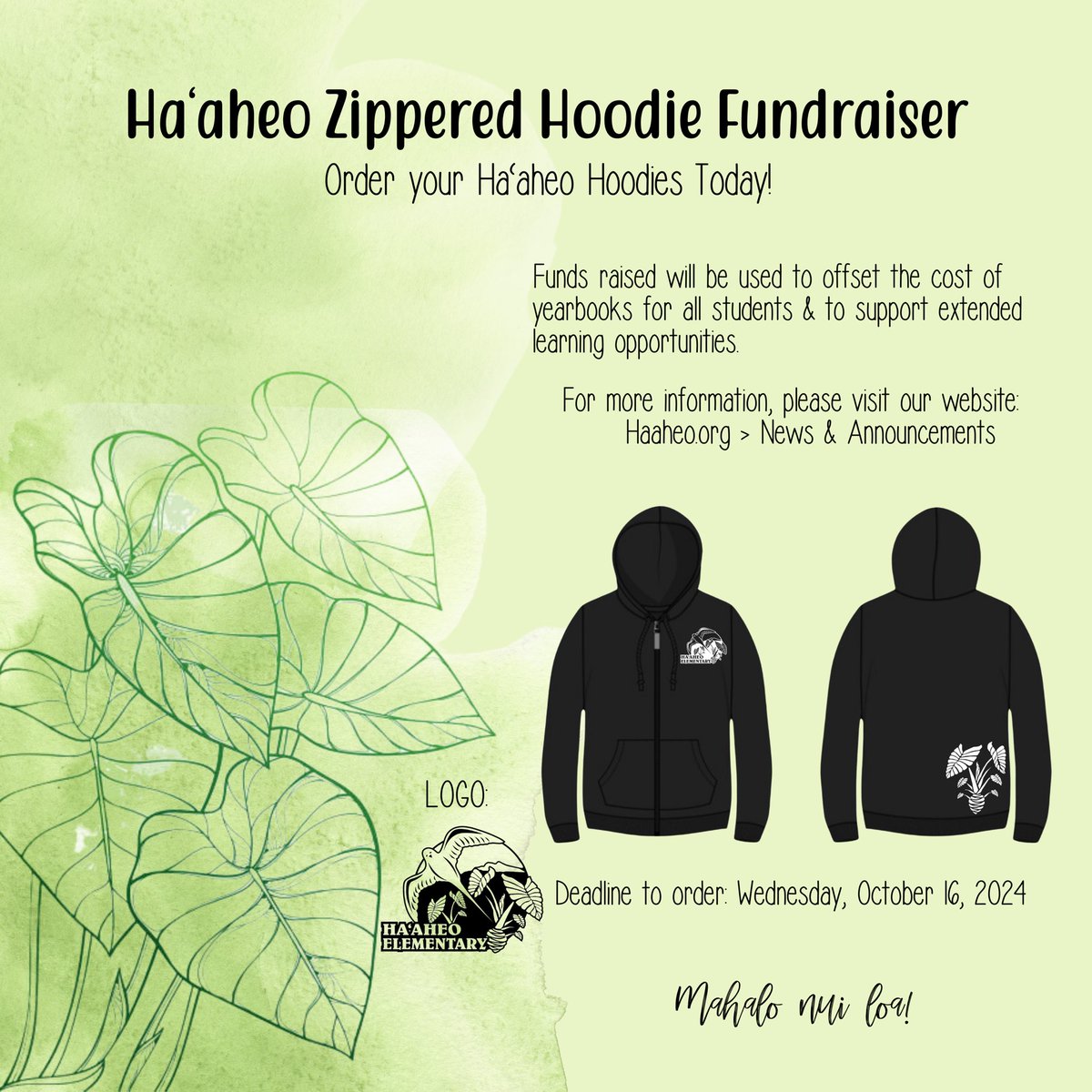 HaaheoSchool's tweet photo. Aloha Ha’aheo ‘Ohana,

Order your Ha’aheo Zippered Hoodie now! 

For more information visit our website at https://t.co/mSo9DHPBsj > News &amp; Announcements.

Mahalo! https://t.co/MRndfdHly4