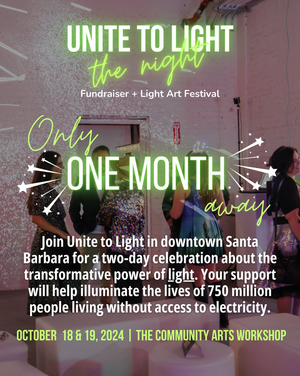 unitetolight's tweet image. ✨ Santa Barbara is about to shine even brighter—UTLTN is just ONE MONTH away! 🌟 Join us for the third spectacular year of this light-filled festival, where art, dazzling performances, and vibrant parties illuminate the city in a whole new way: unitetolight.org/lightthenight.…