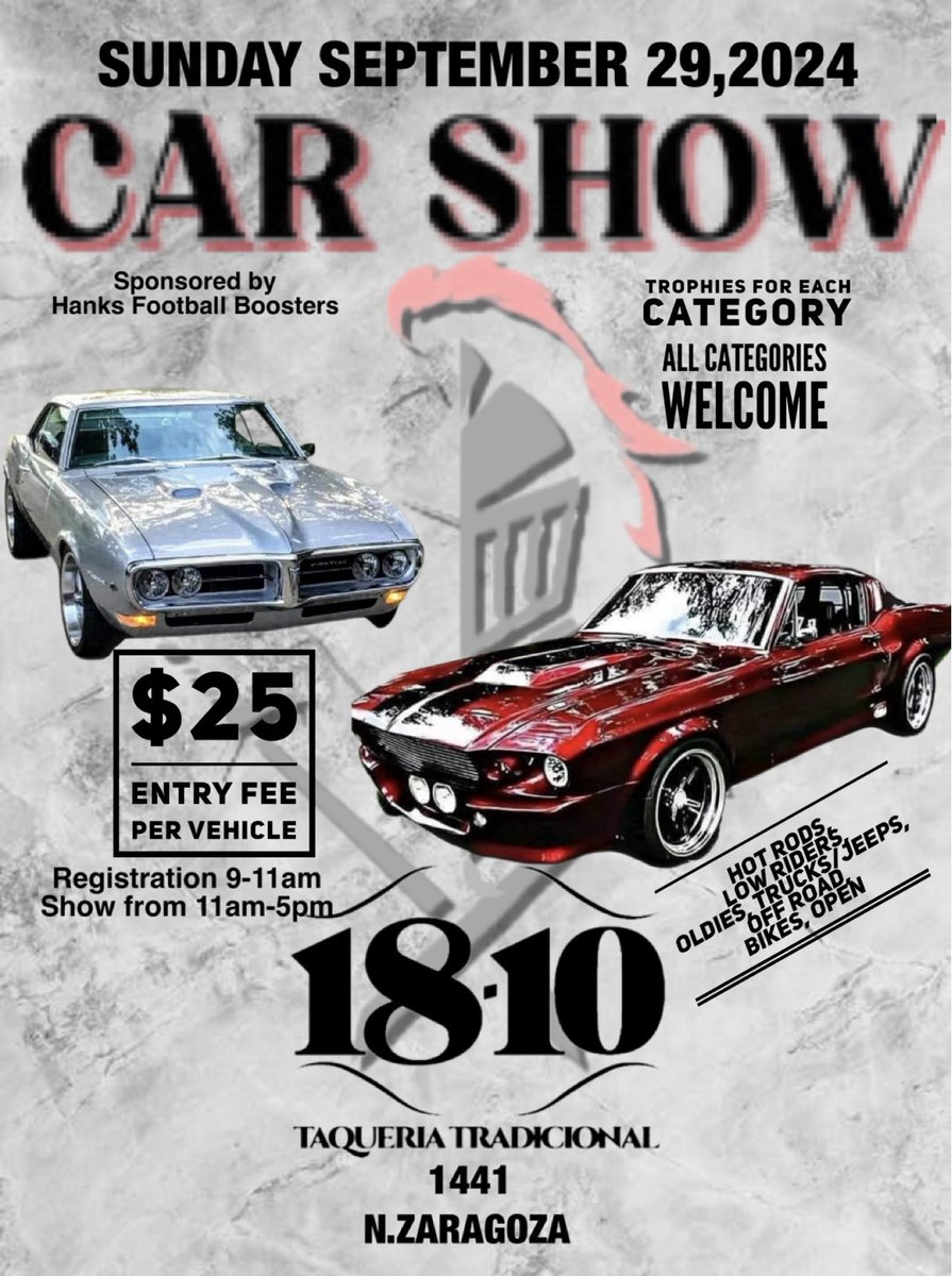 HANKS FOOTBALL BOOSTERS (@hanks_fbbooster) on Twitter photo Know anyone who wants to show off their car come on by next Sunday. <a href="/HanksGutierrez/">Danny Gutierrez</a> <a href="/Hanks_Football/">Hanks Football</a> <a href="/Coach_Veliz/">Coach Scott Veliz</a> <a href="/HanksMSTech/">Deborah Diaz</a> <a href="/Abescape76/">Abraham Herrera</a> <a href="/dean_deucher/">Dean Deucher</a> <a href="/Coach_Reza12/">Coach David Reza</a> Know anyone who wants to show off their car come on by next Sunday. <a href="/HanksGutierrez/">Danny Gutierrez</a> <a href="/Hanks_Football/">Hanks Football</a> <a href="/Coach_Veliz/">Coach Scott Veliz</a> <a href="/HanksMSTech/">Deborah Diaz</a> <a href="/Abescape76/">Abraham Herrera</a> <a href="/dean_deucher/">Dean Deucher</a> <a href="/Coach_Reza12/">Coach David Reza</a>