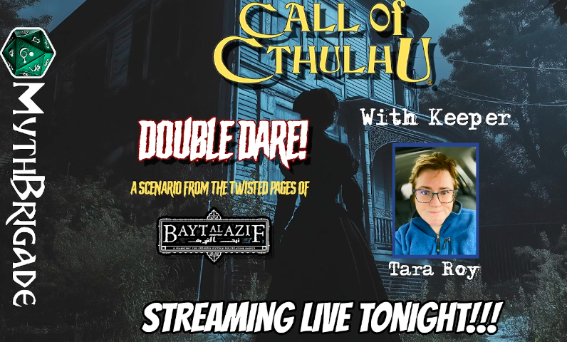 "Double Dare" livestream by Keeper Tara on <a href="/MythBrigade/">MythBrigade</a> is live now!
We hope you can join us as these 5 teens enter an old haunted schoolhouse... 
twitch.tv/mythbrigade