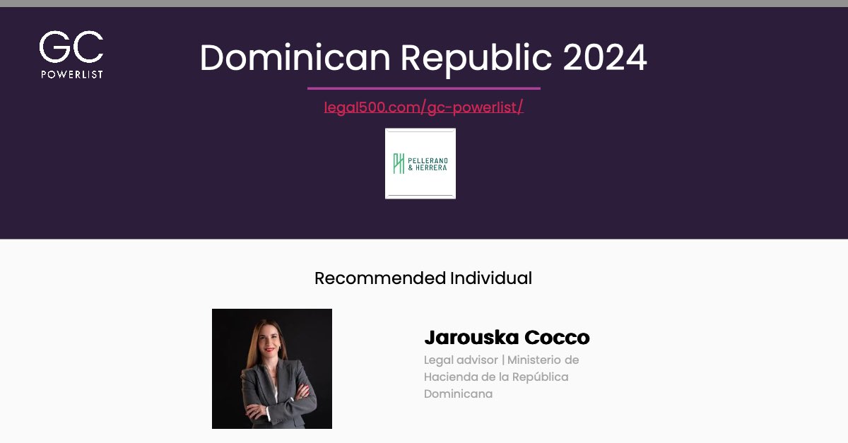 jarouskacocco's tweet photo. Gracias a The Legal 500 (@thelegal500) por el reconocimiento, me siento muy honrada de estar incluida por tercer año consecutivo #TheLegal500 #GCPowerlist https://t.co/dtaB8DuaTn