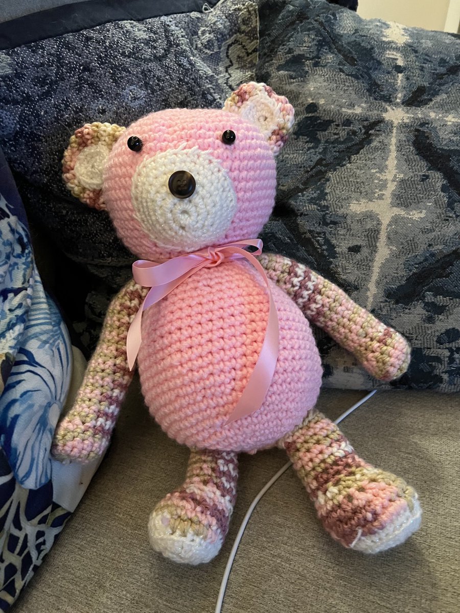 A teddy bear for my step granddaughter. She wanted pink.